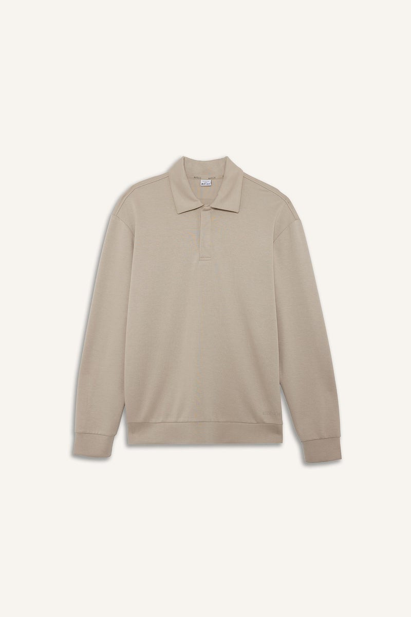 DeFacto Beige Man Standard Fit Stand Collar Modal Sports Sweatshirt Casual - Image 4